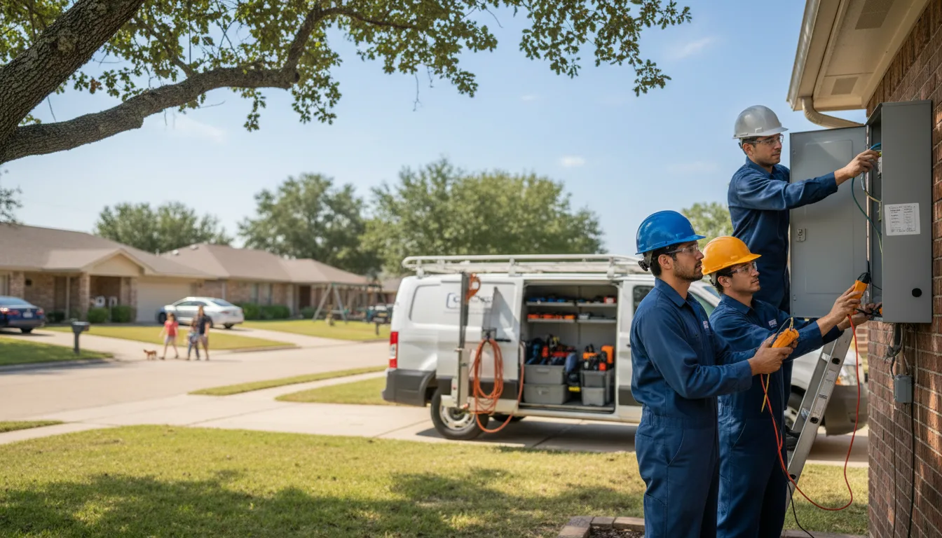 Certified electrician providing emergency electrical services in Coupland, TX